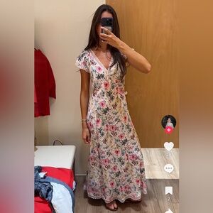 GAP Floral Midi Dress with Lace Trim